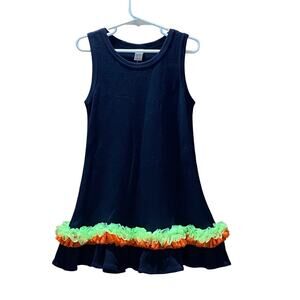 Monag Girls 4 Dress Cotton Boutique Black Colorful Tutu Trim Sleeveless Design